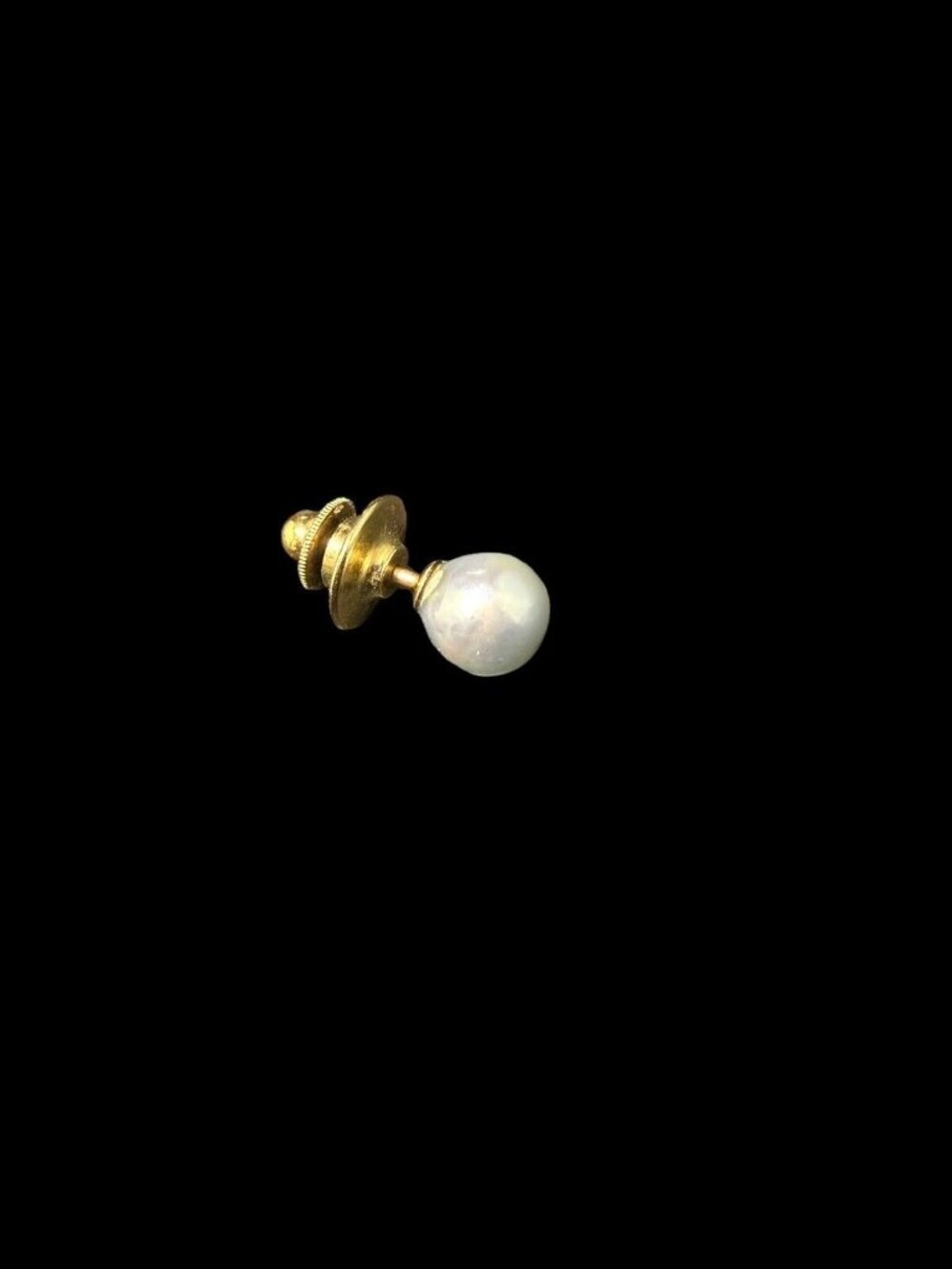 14K Yellow Gold 8mm Akoya Pearl Tie Tac Lapel Pin 1 Gram